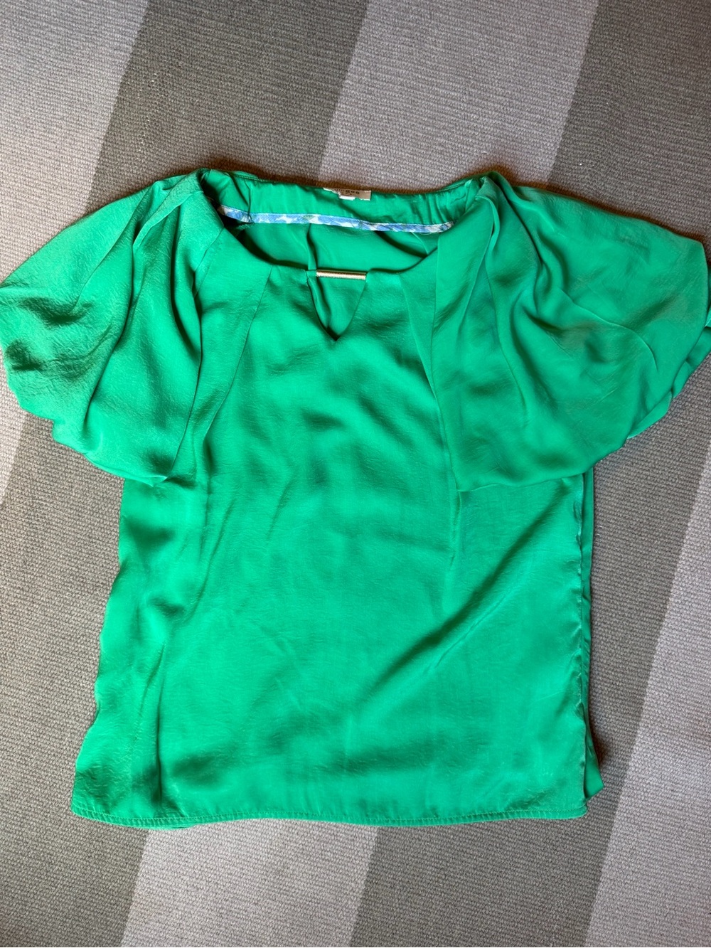 Umgee Bright Green Flutter Sleeve Blouse